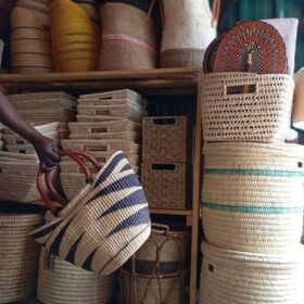 hand basket High-quality woven African décor piece for luxury and minimalist interiors