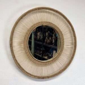 50cm Round Cane Mirror Statement African décor accent ideal for restaurants, lodges, and resort interiors