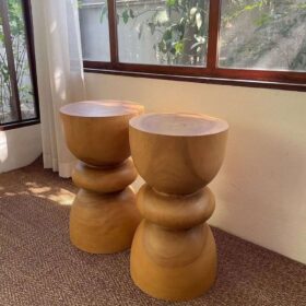 Wooden Side Stool Statement African décor accent ideal for restaurants, lodges, and resort interiors