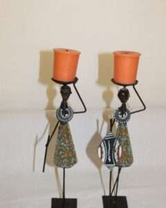 beaded African candle holders Statement African décor accent ideal for restaurants, lodges, and resort interiors