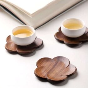 A set of 6 wooden coasters Unique bohemian décor addition for curated living spaces and hospitality interiors