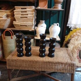 black candle holder set Handcrafted African bohemian home décor piece designed to elevate modern interiors