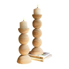 A Set Of Wooden Candle Holders