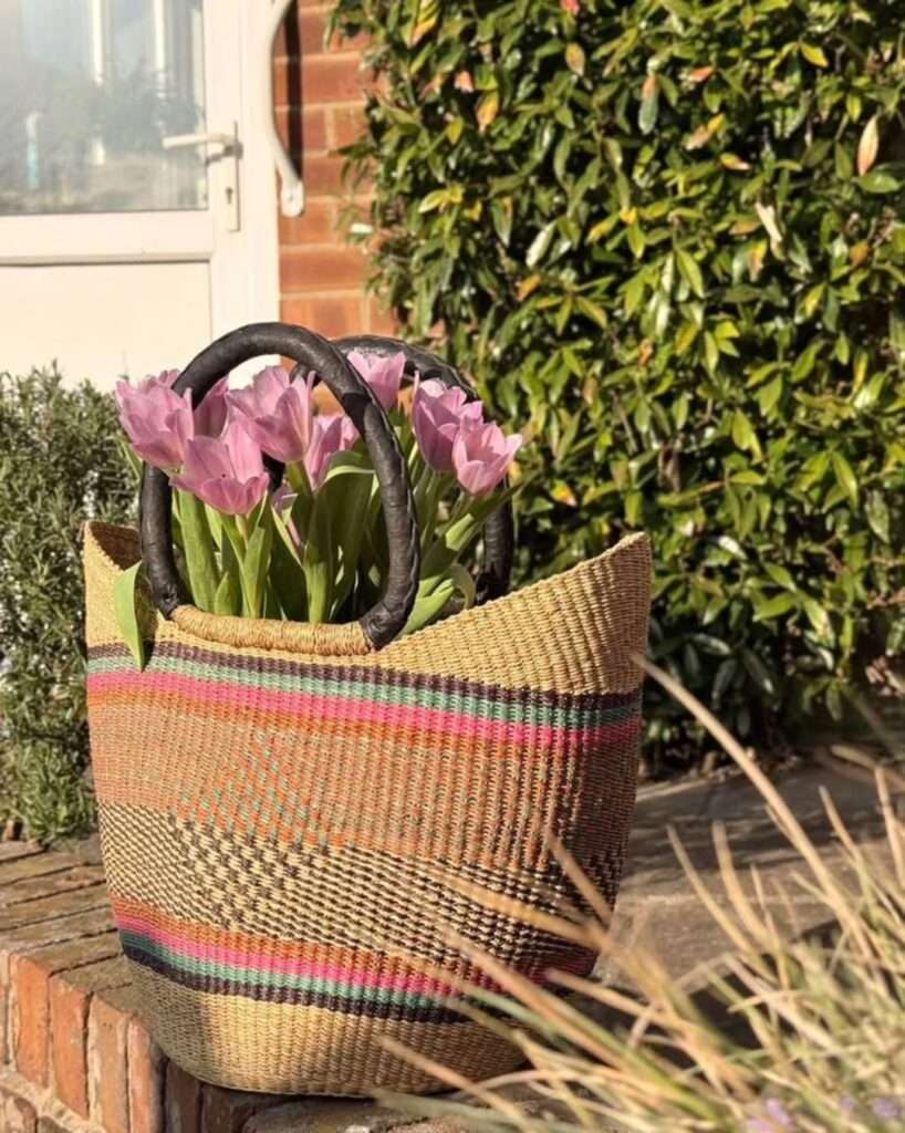 African woven tote bag designed for stylish everyday use Bolga-brunch-tote