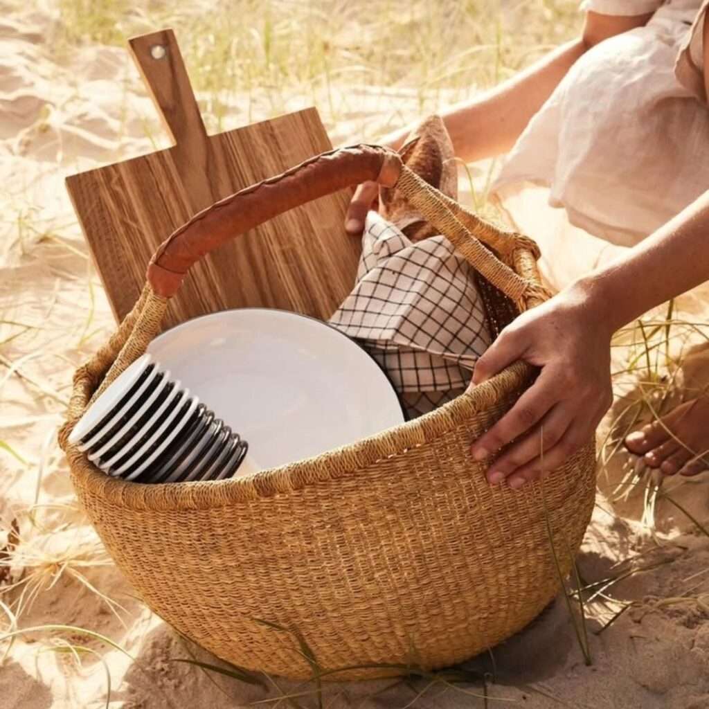 Bolga market basket High-quality woven African décor piece for luxury and minimalist interiors