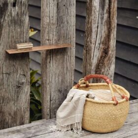 beige bolga basket Statement African décor accent ideal for restaurants, lodges, and resort interiors
