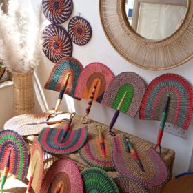 Bolga wall fans Statement African décor accent ideal for restaurants, lodges, and resort interiors