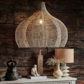 Butterfly (onion shaped) cane lampshade. Modern rustic décor element suitable for Airbnb, hotel, and home styling