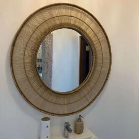 50cm Cane mirror Beautiful handcrafted home accessory adding warmth and texture to any space