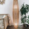 Cane standing lamp Elegant boho-inspired interior styling piece crafted for contemporary décor setups