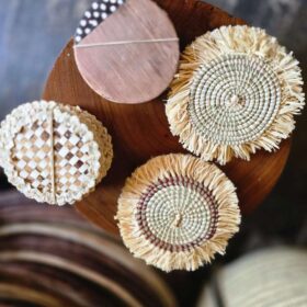 6 coaster sets High-quality woven African décor piece for luxury and minimalist interiors