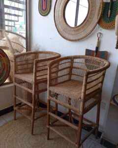 Malawi Cane Barstool Modern rustic décor element suitable for Airbnb, hotel, and home styling
