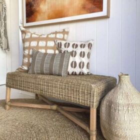 Garlic Vase Bench Set Statement African décor accent ideal for restaurants, lodges, and resort interiors