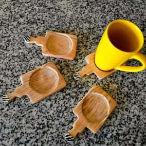 Handled coaster with a bone detail 4 set