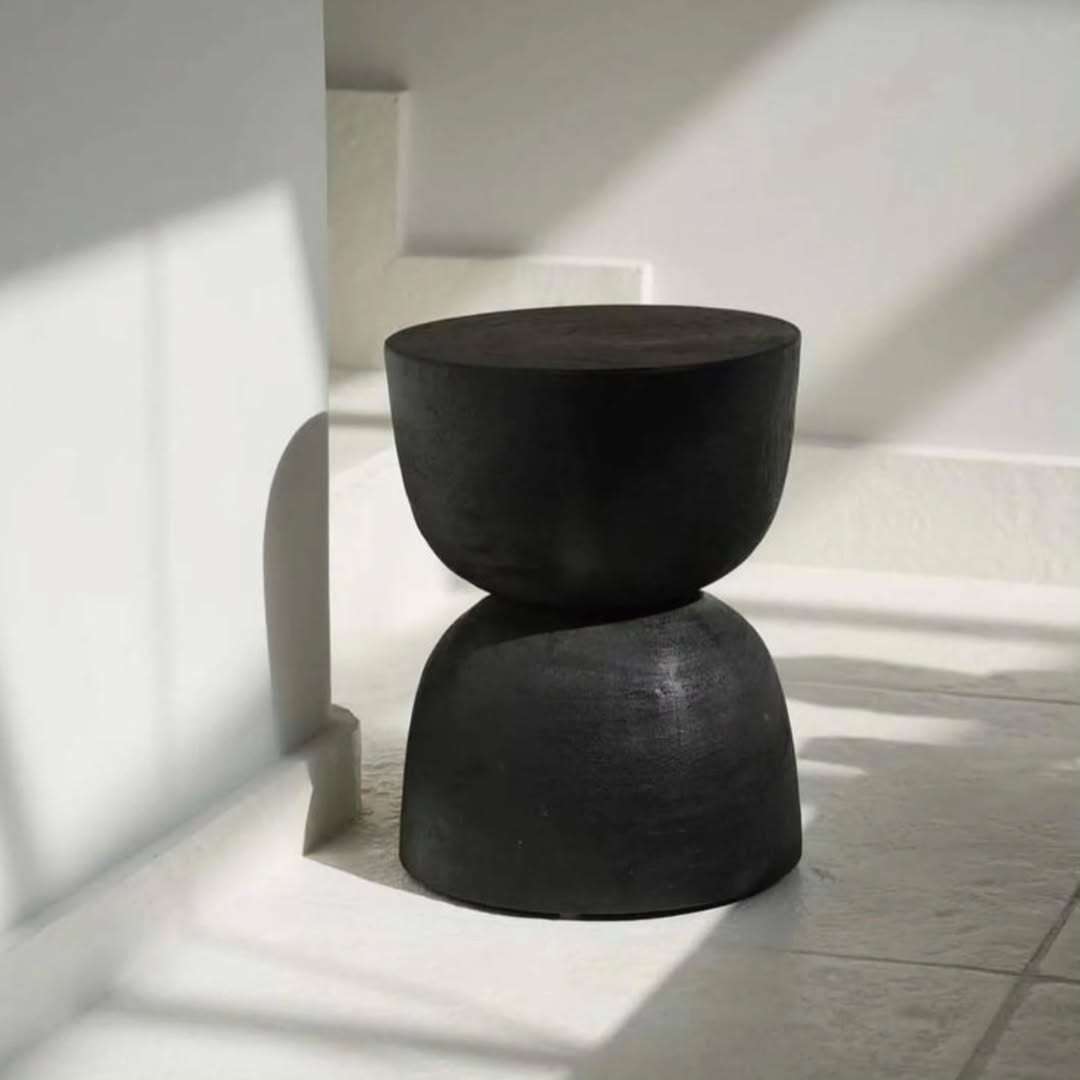 black matt side stool Elegant boho-inspired interior styling piece crafted for contemporary décor setups