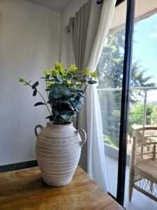 vintage vase flower set Statement African décor accent ideal for restaurants, lodges, and resort interiors