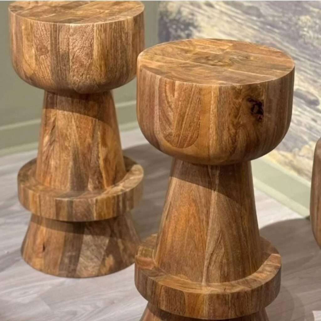 African bohemian décor stool designed for stylish seating and interior decoration mushroom wooden side stool