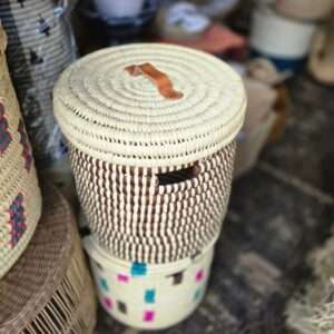 16inch Palm Laundry Basket High-quality woven African décor piece for luxury and minimalist interiors