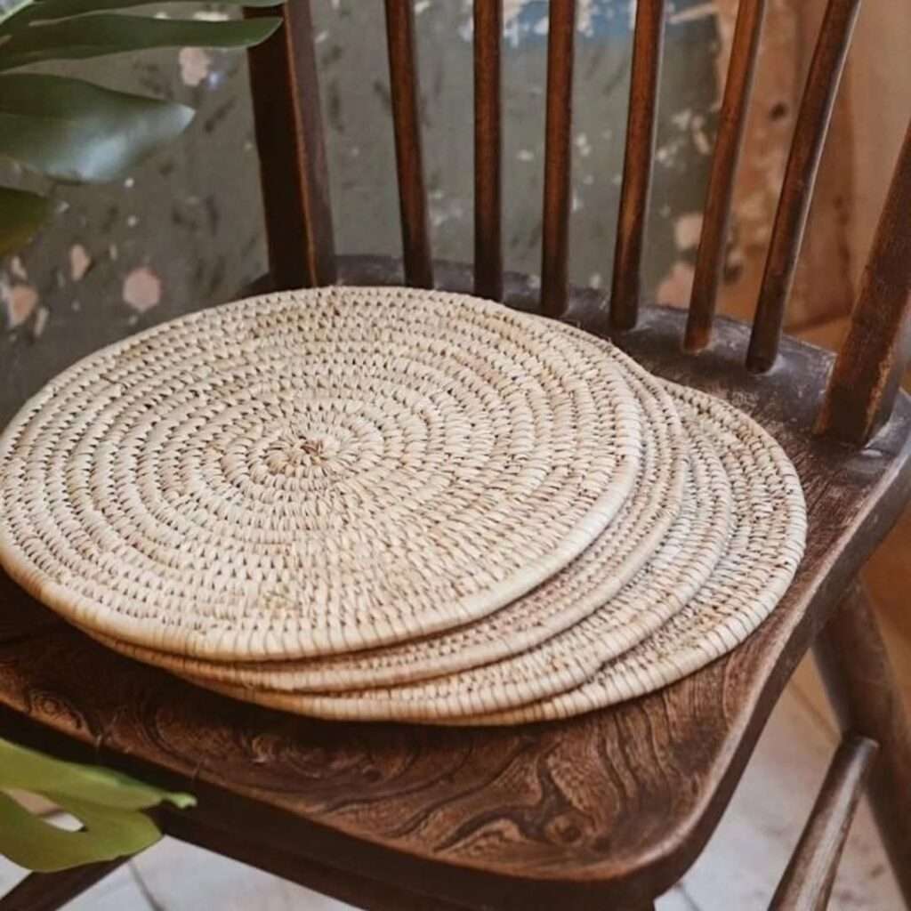 African woven dining placemat designed for stylish table settings