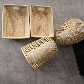 Basket Lamp Set Unique bohemian décor addition for curated living spaces and hospitality interiors