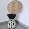 Rwandese table in black and white with Round lampshade Artisan-crafted decorative accessory designed for functional and aesthetic appeal