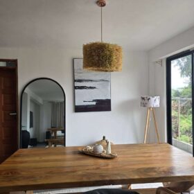 Raffia open lampshade High-quality woven African décor piece for luxury and minimalist interiors