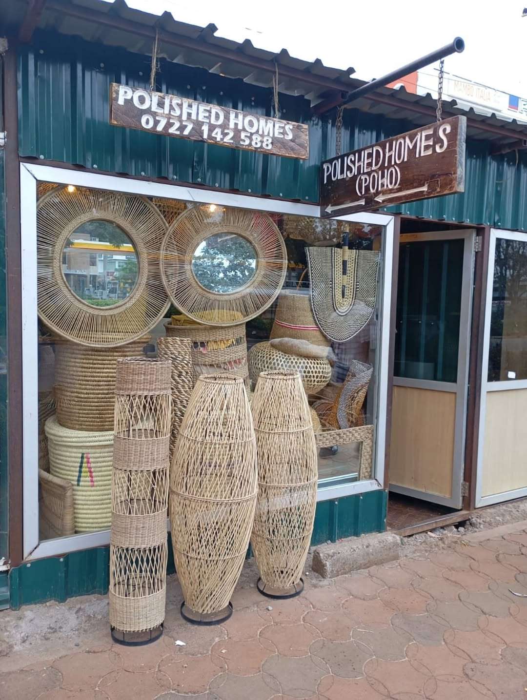Statement African décor accent ideal for restaurants, lodges, and resort interiors Cane standing floor lamps