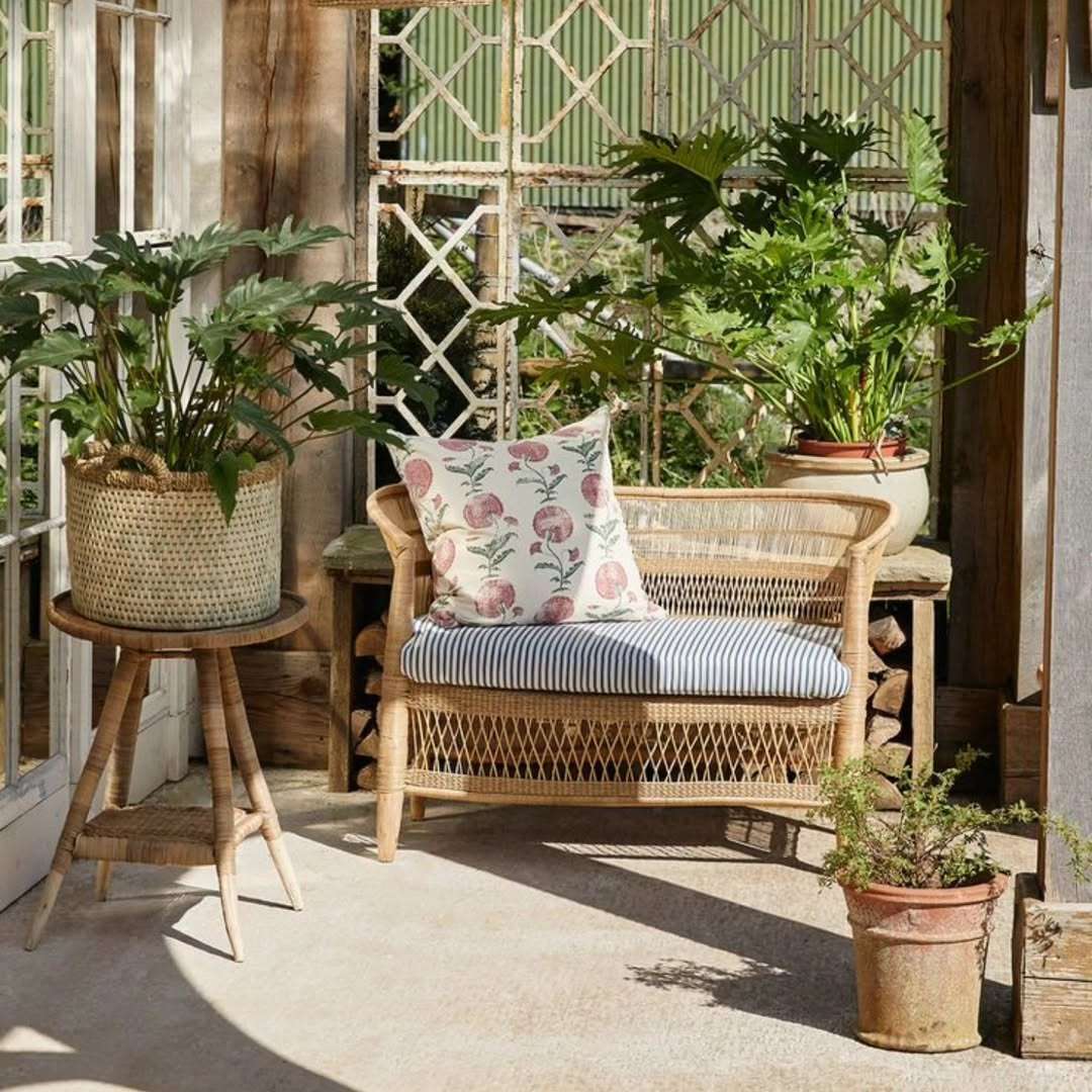 Table @ 9500 Two seater @ 23,000The cane table plus the two seater are back in stockSuch a perfect combination for your patio,balcony and any indoor set up Unique bohemian décor addition for curated living spaces and hospitality interiors