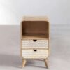 pair stylish bedside tables Elegant boho-inspired interior styling piece crafted for contemporary décor setups