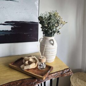 preserved-Eucalyptus and Emelia-vase Elegant boho-inspired interior styling piece crafted for contemporary décor setups